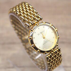 Vintage St Martin Watch Womens Gold Tone Stainless Steel Round Quartz Dial